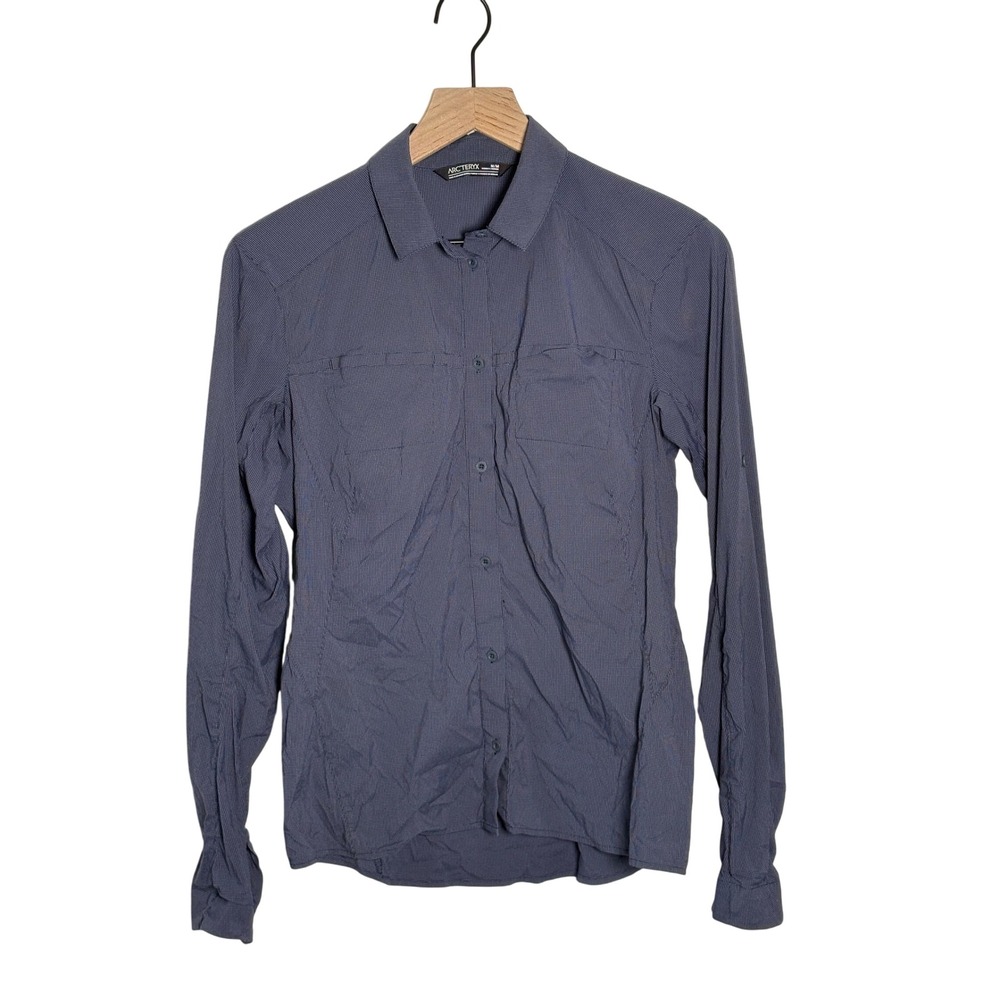 Arcteryx Fernie Long Sleeve Buttom Down Blue Micro Check Hiking Medium
